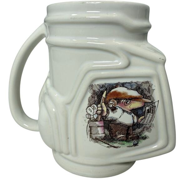 Vintage 90s Golf Bag Ceramic Mug Cartoon Golfer Pencil Joke 5.25” Deep - Picture 7 of 7